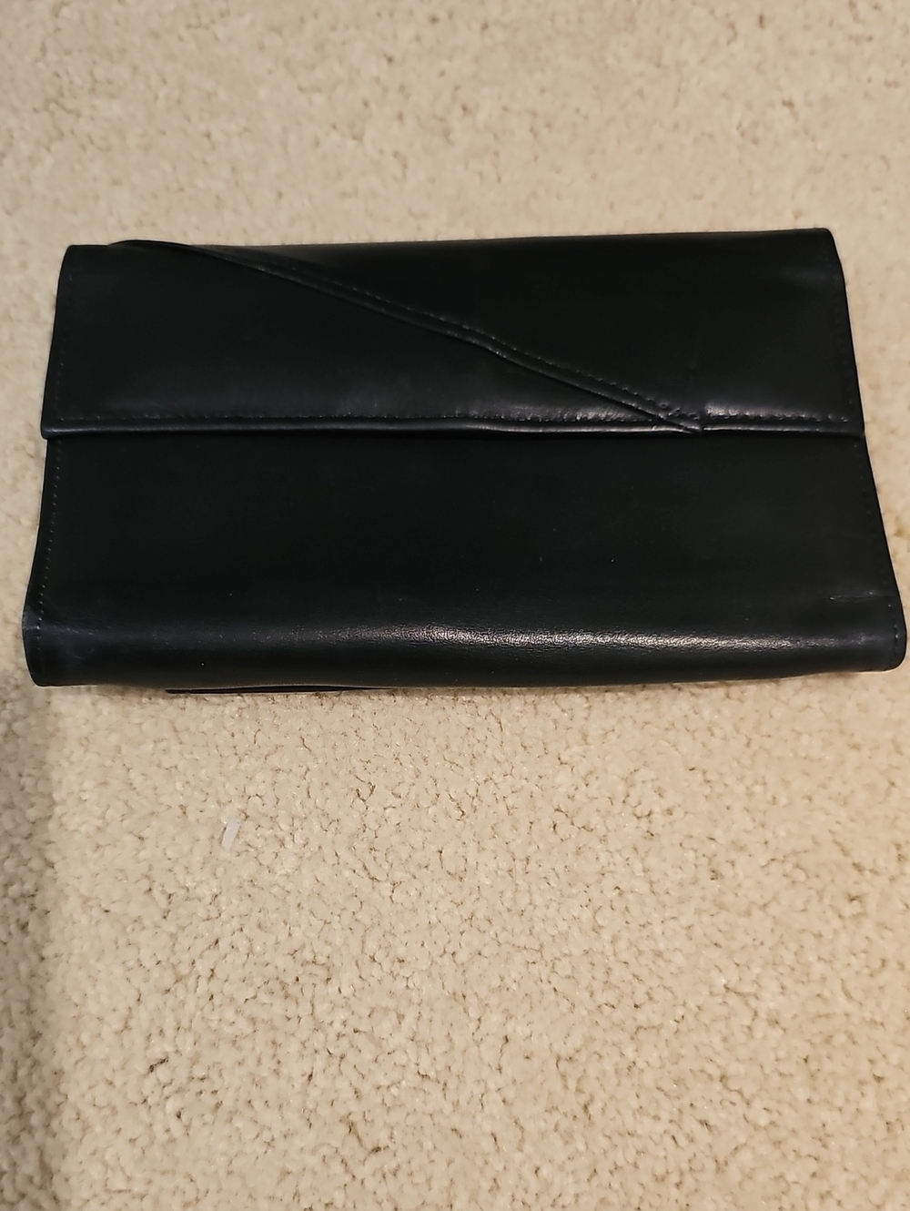 Vintage Rolfs Black Leather Wallet with Gold Accent